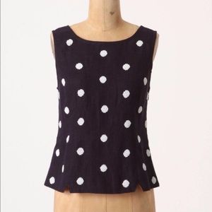 Odille Navy White Beaded Vest Top